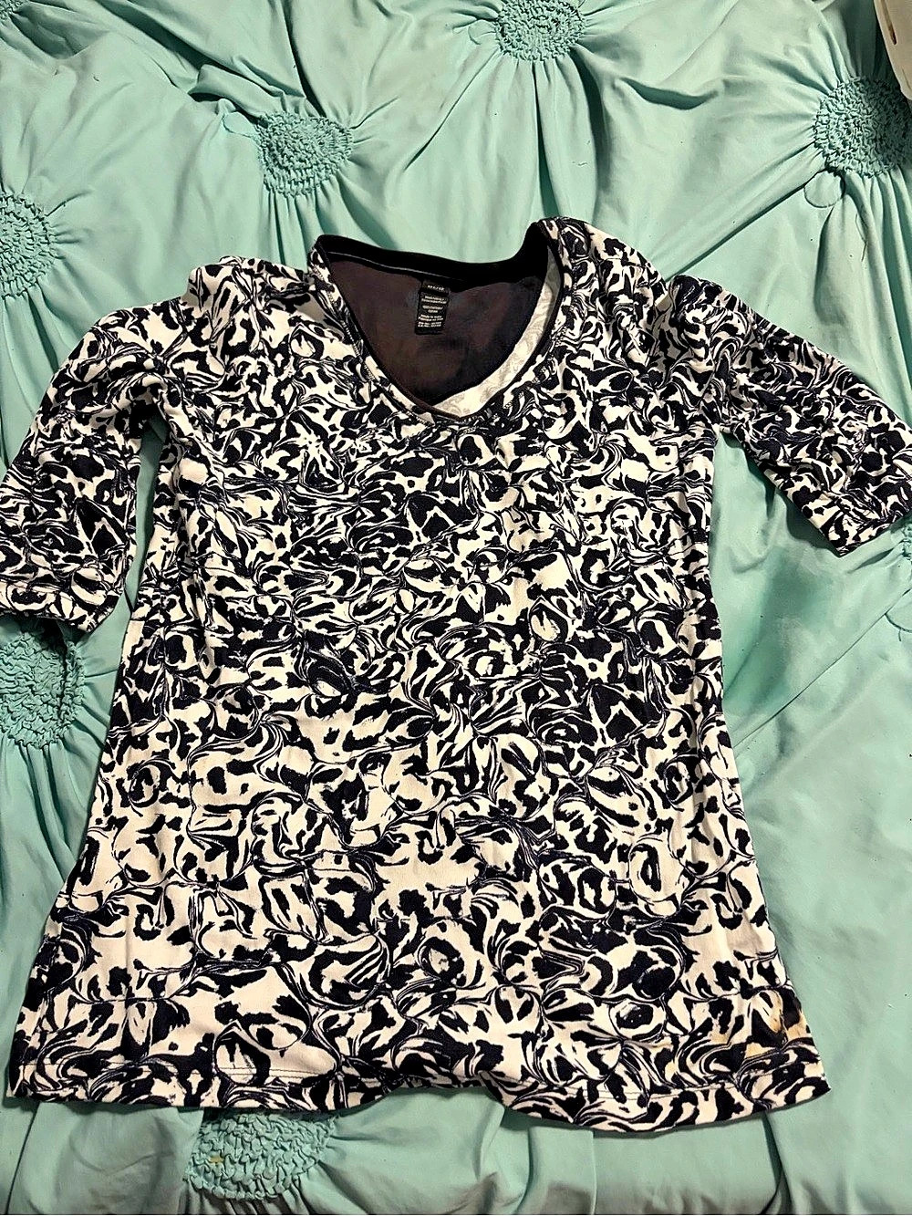 Medium&S Abstract Short Sleeve Top in Black & Pink Size Medium